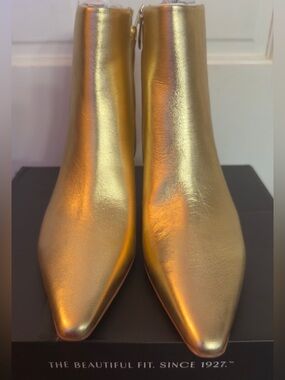 Naturalizer Metallic Gold Pointed Ankle Booties